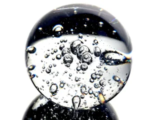 Clear Bubble Glass Paperweight Crystal Ball 3"