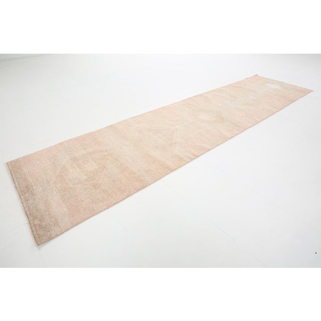Textile Turkish Runner Rug in Faded Beige and Brown For Sale - Image 7 of 18