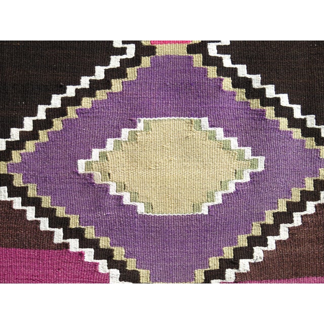 Magenta Mid 20th Century Magenta & Brown Vintage 60's Turkish Handwoven Boho Runner Rug For Sale - Image 8 of 11