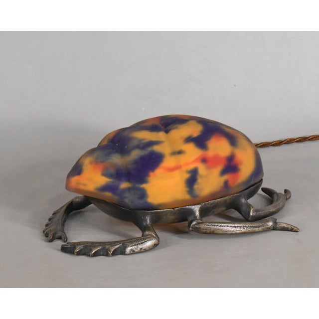 Muller Frères French Art Deco Scarab Night Lamp by Muller Freres - 1920s France For Sale - Image 4 of 11