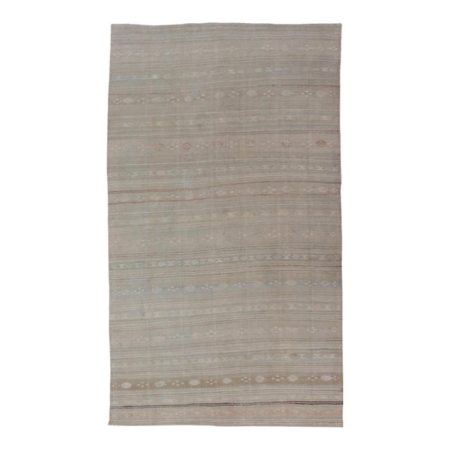 Vintage Turkish Kilim Rug With Soft Beige and Pastel Accents 6'0 X 11'0 For Sale