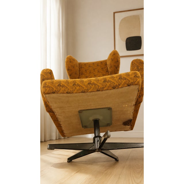 Vintage Wingback Swivel Lounge Chair from Dřevotvar Jablonné Nad Orlicí, 1970s For Sale - Image 6 of 11