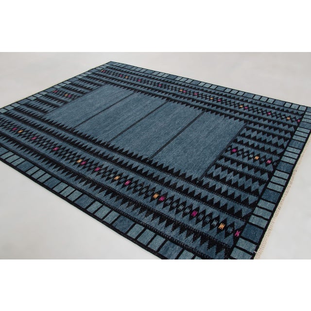 Mid-Century Modern Contemporary Scandinavian Style Geometric Distressed Rug by Rug & Kilim, India For Sale - Image 3 of 10
