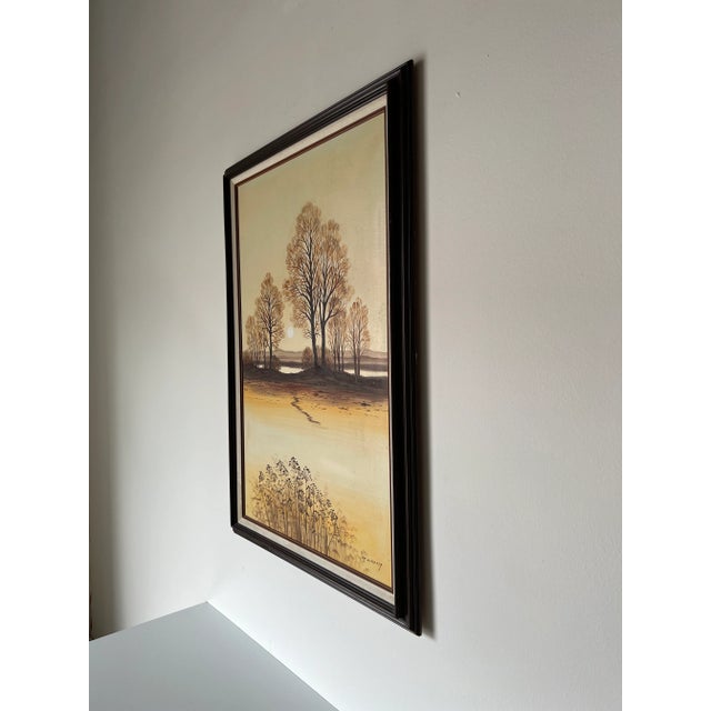 1980's Vintage G. Robery Impressionist Sunset Landscape Oil Painting, Framed For Sale - Image 4 of 12