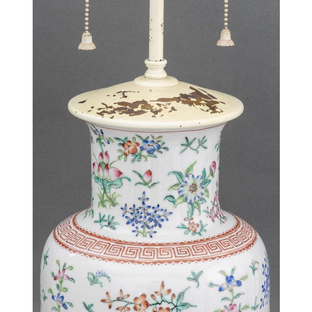 Chinese Famille Rose Porcelain Vase as a Lamp For Sale - Image 4 of 10