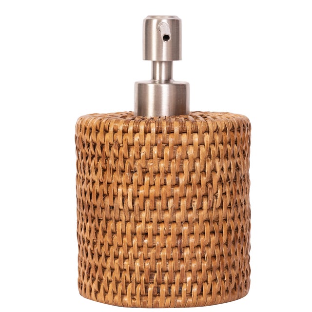 Introducing the Rattan Soap Pump - a stylish and functional addition to your home decor. Our soap pump is the perfect size...