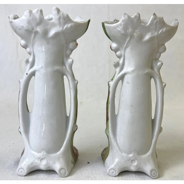 White Early 1900's Roycroft Porcelain Style Arts and Crafts Briar Patch Miniature Vases- a Pair For Sale - Image 8 of 12