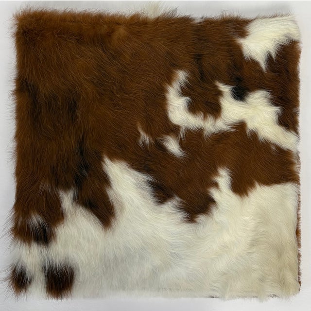18x18 Tri-Color Premium Long-Haired Colombian Cowhide Pillow Cover – Handcrafted by Pablo Sota Designs For Sale - Image 4 of 11