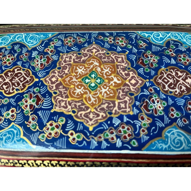 Persian VTG Persian Hand Made Inlaid Wooden Khatam Kari Jewelry Box For Sale - Image 3 of 11