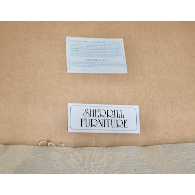 Sherrill Furniture Tuxedo Sofa in Ivory Damask For Sale In Charlotte - Image 6 of 6