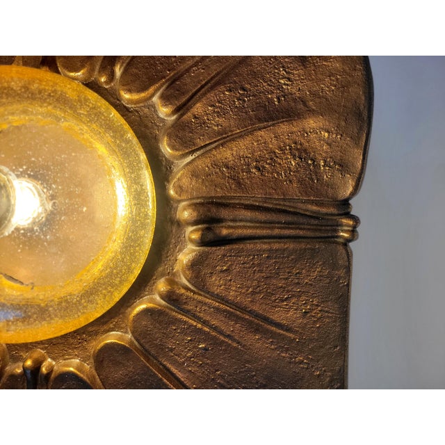 Metal Monumental Sculptural Bronze Wall Lamp 1960s For Sale - Image 7 of 17