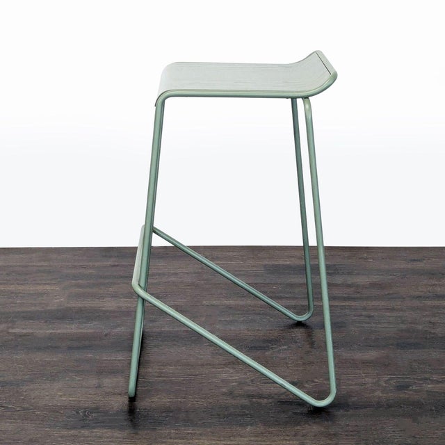 Contemporary Blu Dot Minimalist Green Metal Counter Stool For Sale - Image 3 of 8