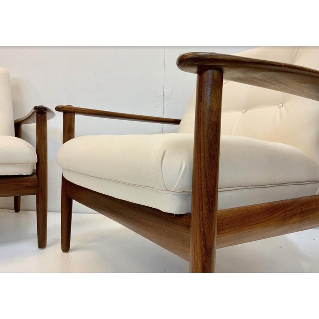Cream Set of Mid-Century Danish Teak Armchair in the style of Grete Jalk, Denmark For Sale - Image 8 of 18