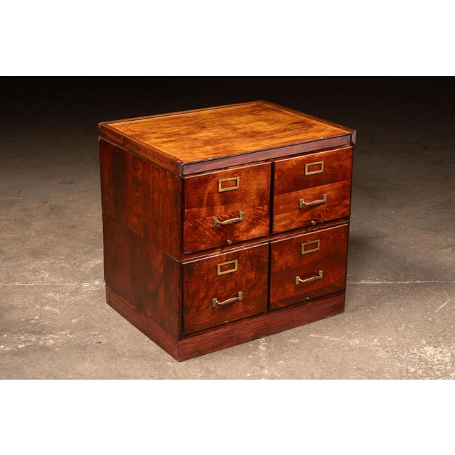 Antique Oak Filing Cabinet With Internal Pusher Rod System For Sale - Image 4 of 9