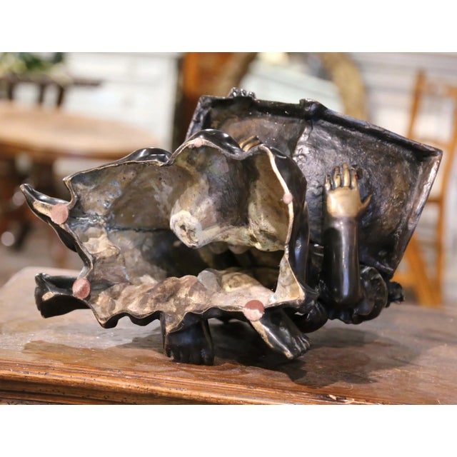 19th Century French Two-Tone Bronze Sculpture of Children Reading For Sale - Image 11 of 12