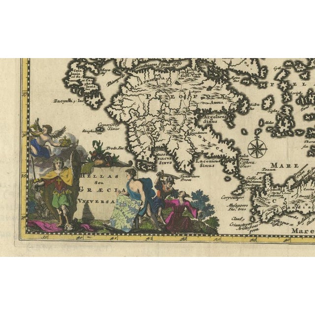 Antique Greek Map of Aegean Sea and Crete, 1697 For Sale - Image 3 of 9