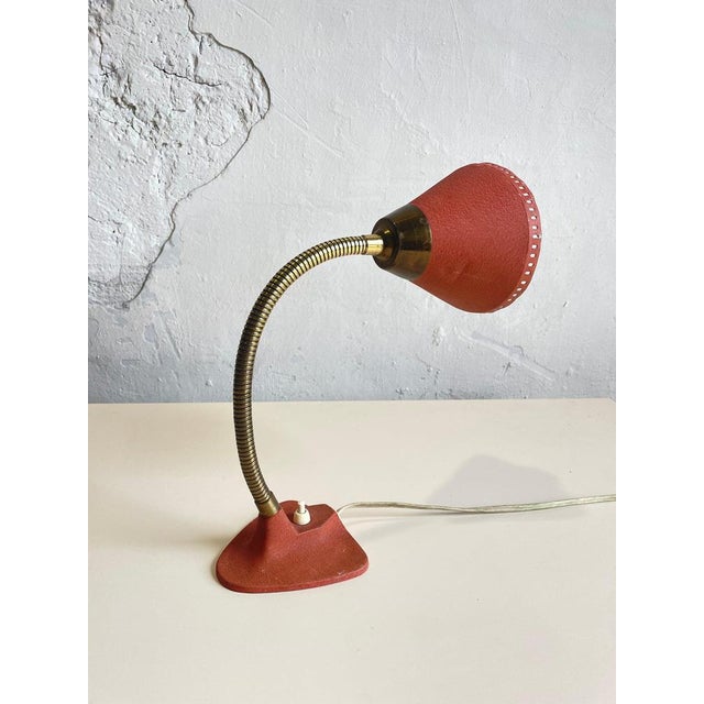 Iconic 1950s–60s Swedish modernist desk lamp, designed by Ewa Varnamo (Model 506), featuring a perforated metal shade and...