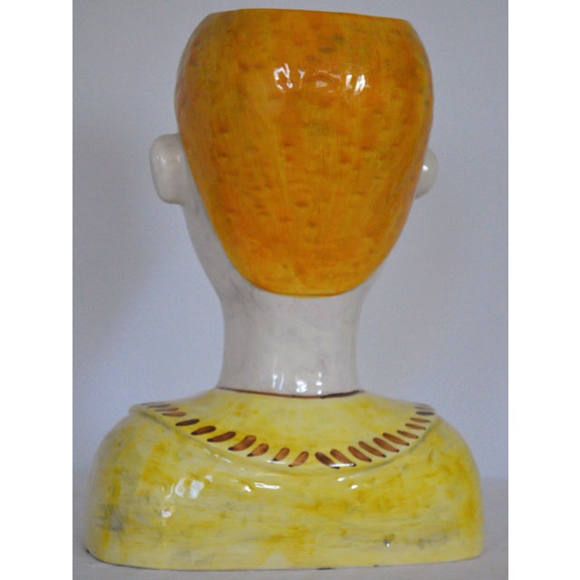 Vintage Rare Horchow Italian Hand Painted Ceramic Male Head Bust Planter Vase. Makers Paper Mark Has rubbed away, however...