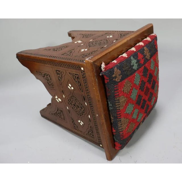 Vintage Carved Stool, Damascus, Syria, 1950s For Sale - Image 3 of 12