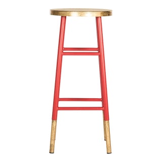 Dipped Barstool in Red & Gold For Sale