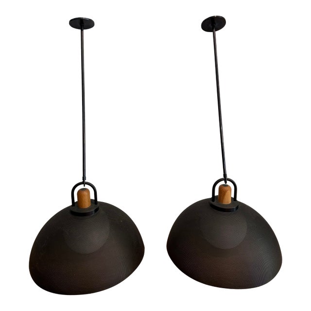 Allied Maker 20” Perforated Dome Pendant Lights - a Pair For Sale