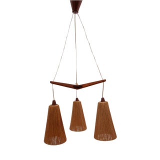 Teak and Jute Cord Pendant Cascade Lamp from Temde, 1960s For Sale