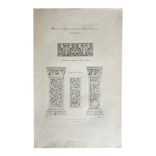 Etching Reproduction of French Cloister Pilaster by Nicolas Xavier Willemin (1839) For Sale