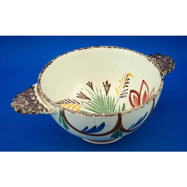 Green Antique Enamelled Ceramic Bowl from Henriot Quimper HB, France, 19th Century For Sale - Image 8 of 18