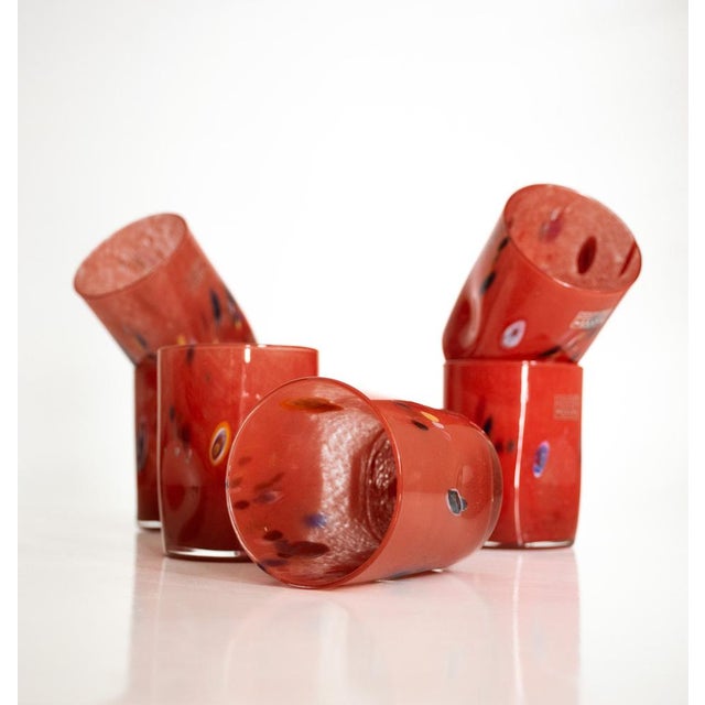 Fashionable set of Venetian glass glasses with Muro's Muro Murano. are resistant for daily use. They make the table...