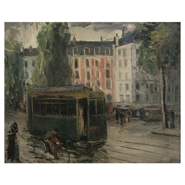 Herbert Theurillat, Carrefour de Rive un jour de pluie, Genève, 1920, Oil on Canvas, Framed For Sale