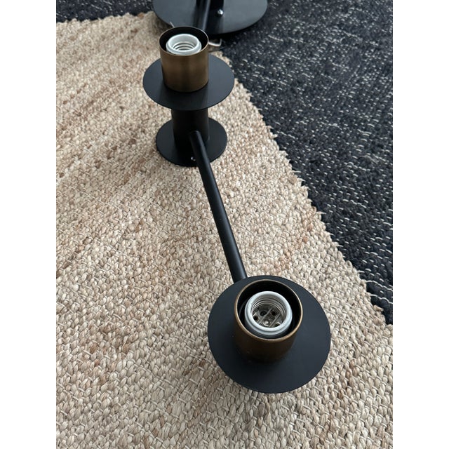 Modern Hinkley 7-Arm Modern Flush Mount in Matte Black & Dark Antique Brass For Sale - Image 3 of 3