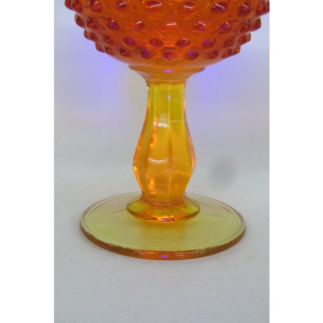 Fenton Amberina Hobnail Style Ruffled Pedestal Compote Candy Dish 4563b For Sale In Miami - Image 6 of 12