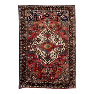 Red 1960s Vintage Tabriz Wool Rug Handmade With Medallion Design For Sale
