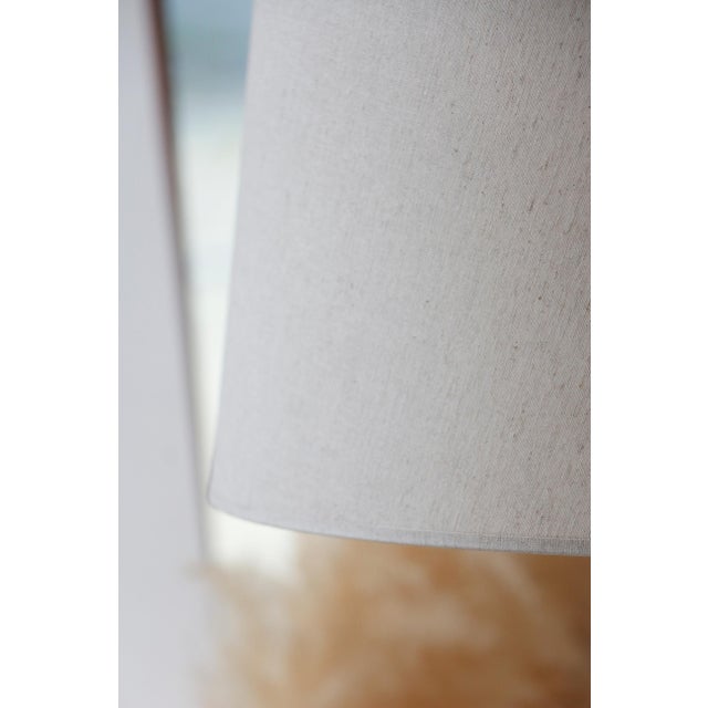 Brown Vintage Scandinavian Floor Lamp in Wood and Gilded Brass with Beige Lampshade, 1960s For Sale - Image 8 of 12
