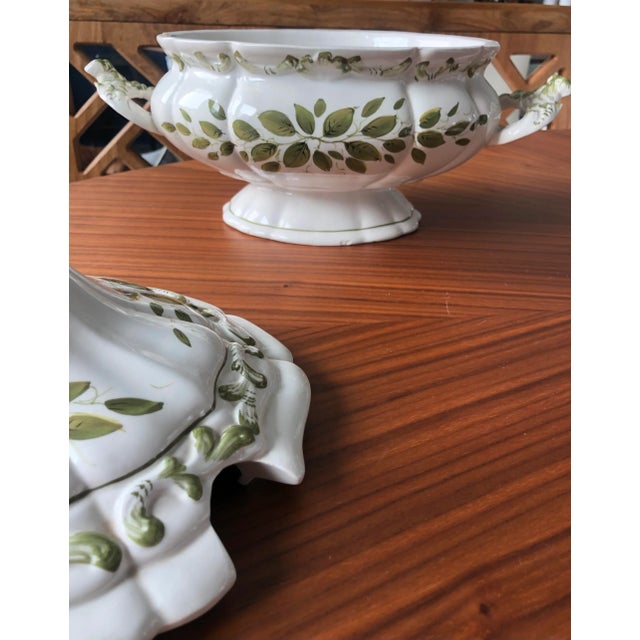 Vintage Italian Ceramic Lidded Soup Tureen With Ladle-Signed For Sale - Image 10 of 12