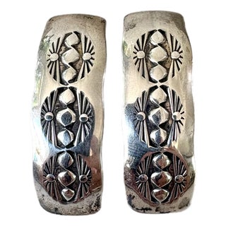 Vintage Sterling Silver Pierced Earrings, Pair For Sale