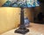 2003 Tiffany-Style Floral Stained Glass Pyramid Table Lamp For Sale - Image 17 of 18