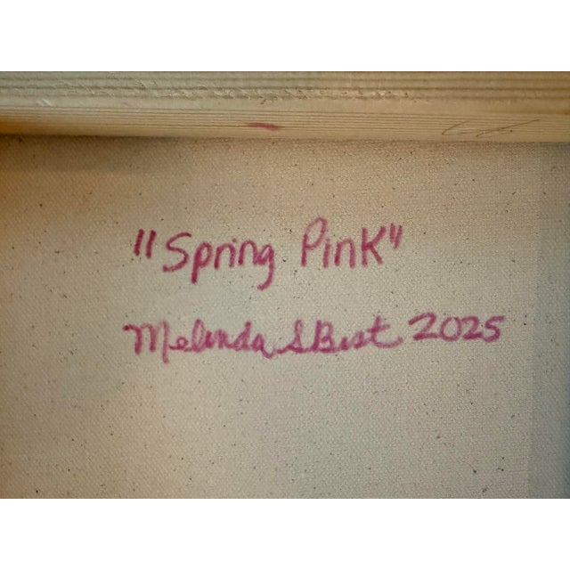 Modern Abstract Floral Folk Art Acrylic Painting on Canvas, Signed, Dated For Sale - Image 4 of 4