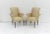 1940's French Style Tufed Fireside Chairs with mahogany carved legs , upholstery with gold leaf pattern silk. Seat height...