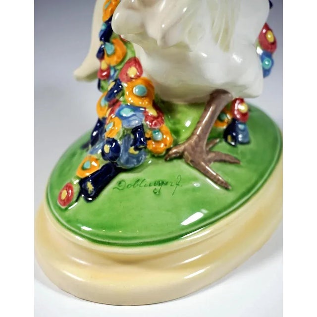Vienna Art Ceramics Art Nouveau Figure Putto Riding a Rooster by Doblinger, 1910, 1890s For Sale - Image 4 of 6