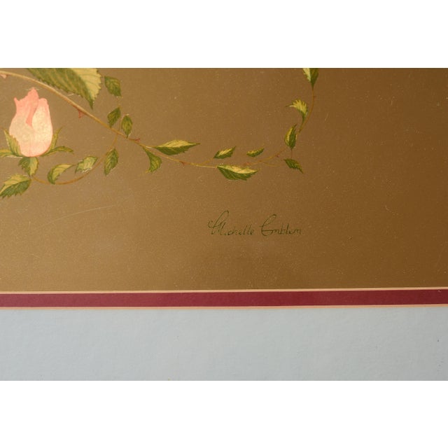 Vintage Art Nouveau Style Michelle Emblem Metallic Gold Foil Rose Nymph Framed Art For Sale - Image 9 of 13