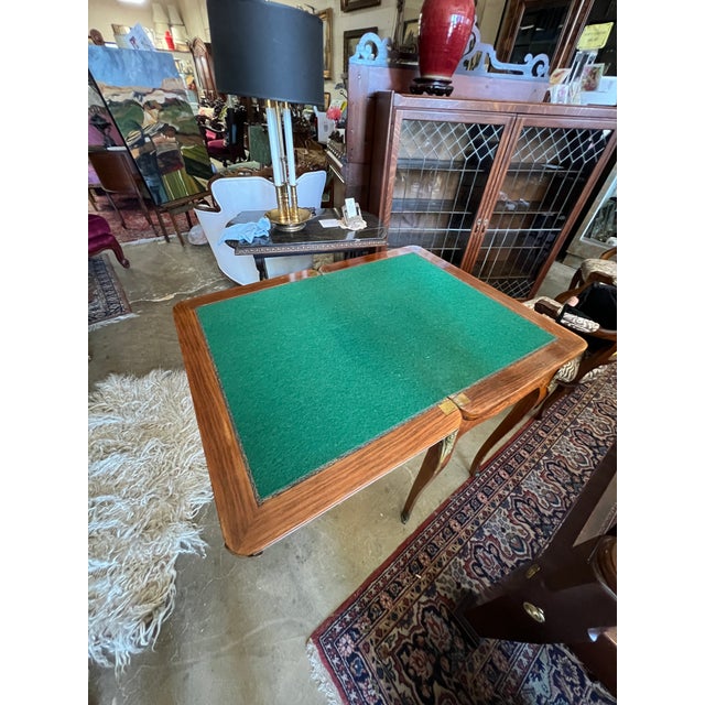 Late 19th Century 1900s Victorian Rosewood Game Table With Floral Inlay, Brass Details, Expandable, Original Condition For Sale - Image 5 of 10