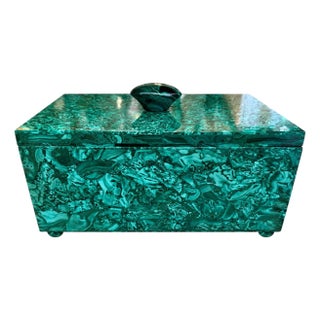 Large Italian Malachite Lidded Decorative Box on Ball Feet. 20th Century. For Sale