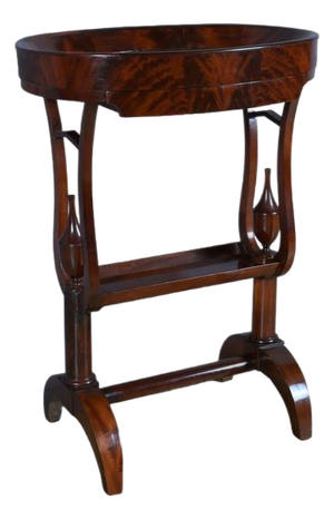 Empire Mahogany Burl Trinket Tray Table, Early 19th Century