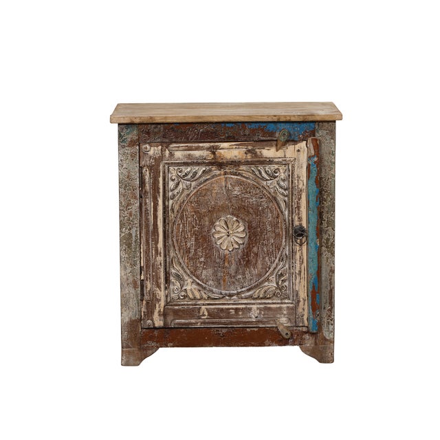 2020s Nightstand Made From Antique Indian Teakwood Architectural Elements For Sale - Image 5 of 8