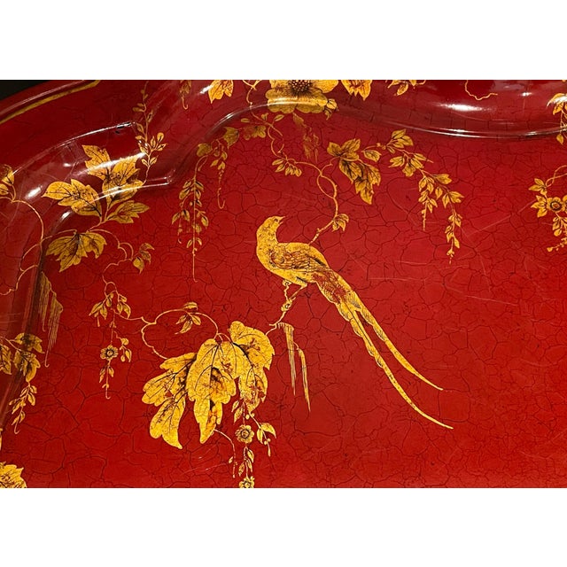 Late 20th Century Faux Bamboo Red Lacquer Chinoiserie Tray Table For Sale In New York - Image 6 of 8