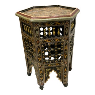 1940s Vintage Hand-Painted Hexagonal Moroccan Table For Sale