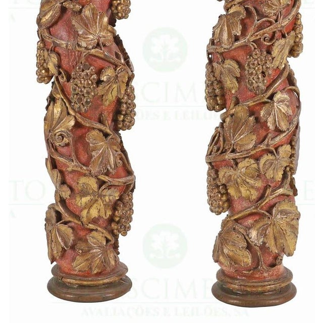 Portuguese Baroque Columns, 1800s, Set of 2 For Sale - Image 4 of 5