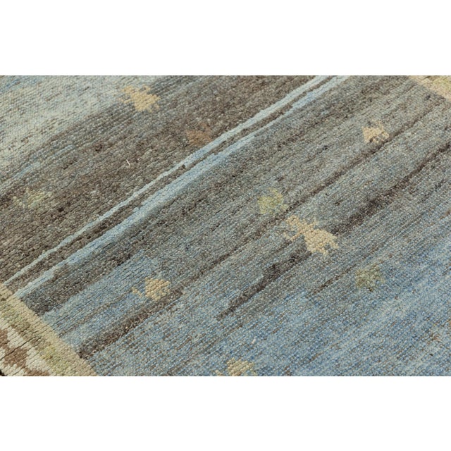2010s 3x7 Modern Hand-Knotted Gabbeh Wool Rug - Blue & Slate Grey Minimalist Tribal For Sale - Image 5 of 8