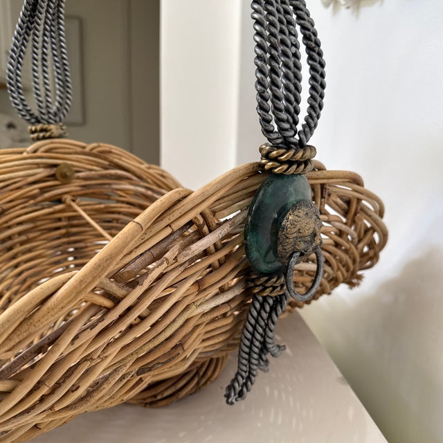 1980s Woven Basket Wrought Iron Details For Sale In Miami - Image 6 of 8